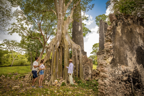 Sunrise in the Old Hacienda Overlooking Uxmal.